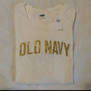 Old Navy white and gold tee